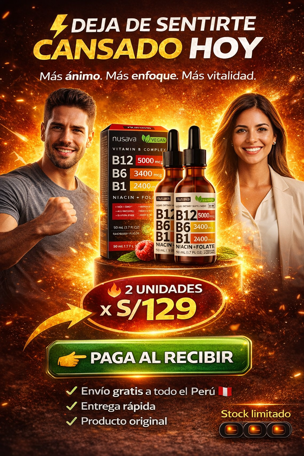 Vitamina B12 Nuvasa Gen 5000 mcg (Caja x2) – Energía y Enfoque – 2 x S/129