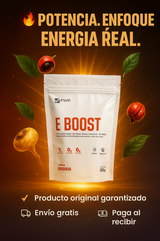 Activa tu Energía con E-BOOST Mandarina – Potencia, Enfoque y Rendimiento en un solo sobre