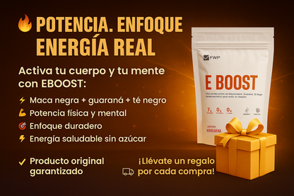 Activa tu Energía con E-BOOST Mandarina – Potencia, Enfoque y Rendimiento en un solo sobre