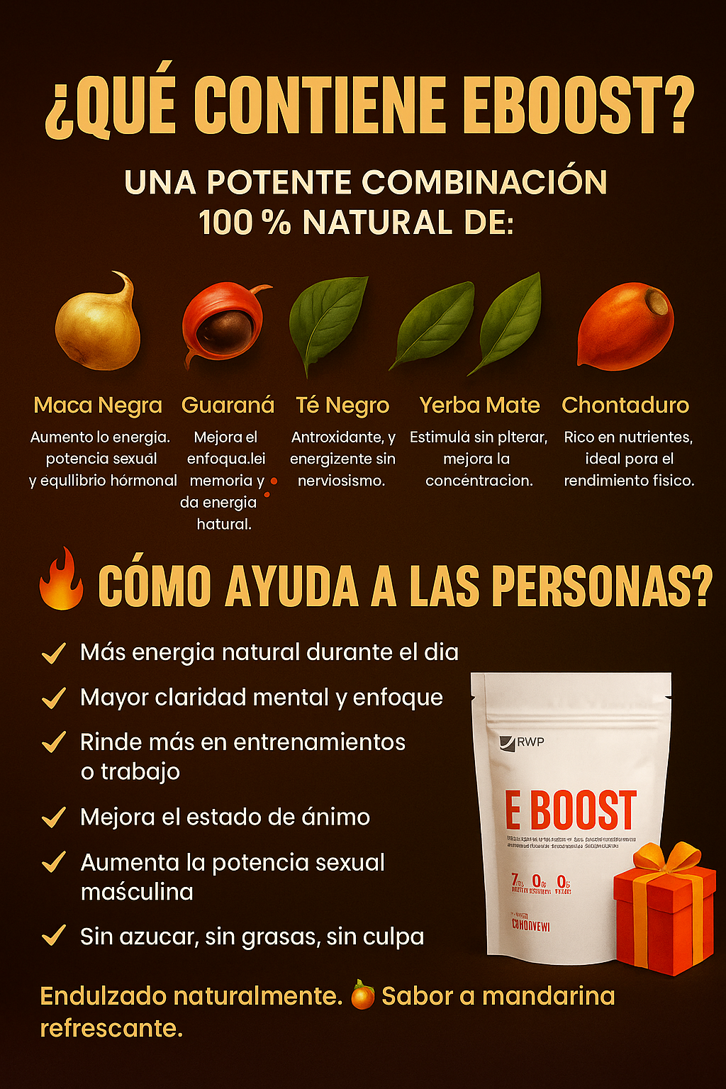 Activa tu Energía con E-BOOST Mandarina – Potencia, Enfoque y Rendimiento en un solo sobre